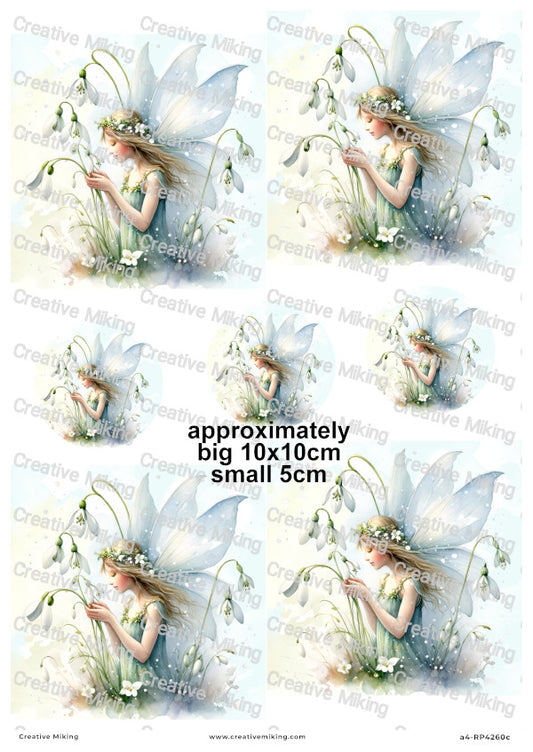 Fairy Among Snowdrops Decoupage Paper | RP4260c