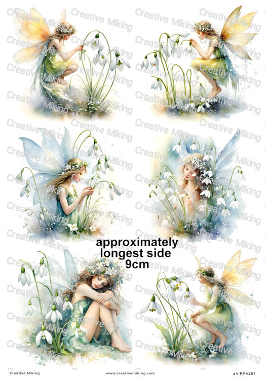 Snowdrop Flower Fairy Decoupage Rice Paper | RP4261