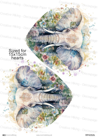 Elephant Among Flowers Watercolor Spalsh Decoupage Paper | RP4352b