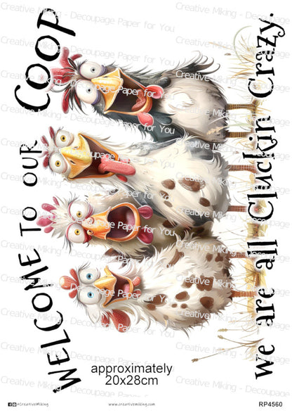 Chicken Funny Decoupage Rice Paper | RP4560
