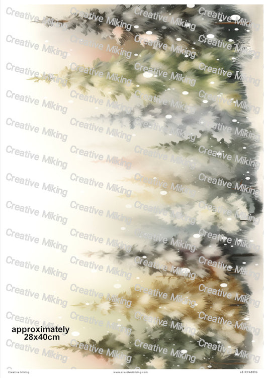 Winter Pine Trees Christmas Decoupage Rice Paper | RP4801b