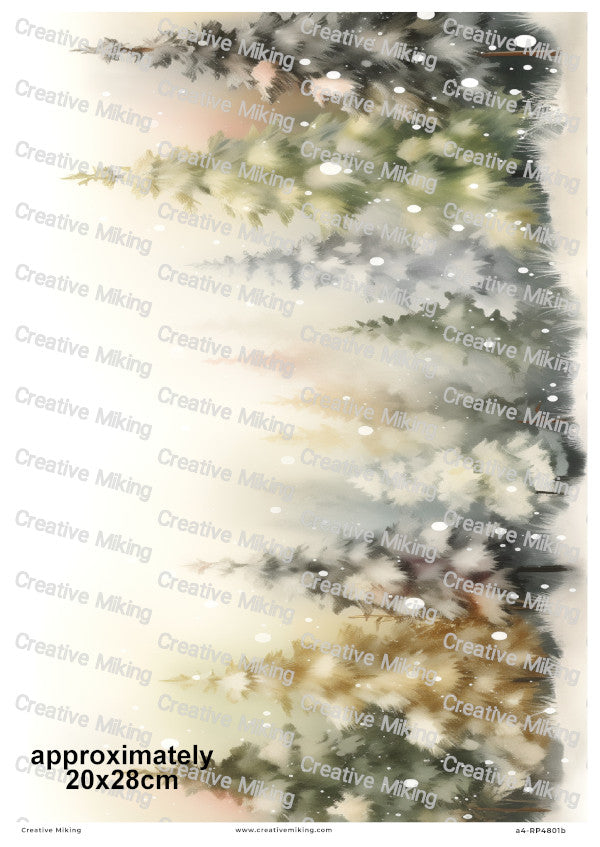Winter Pine Trees Christmas Decoupage Rice Paper | RP4801b