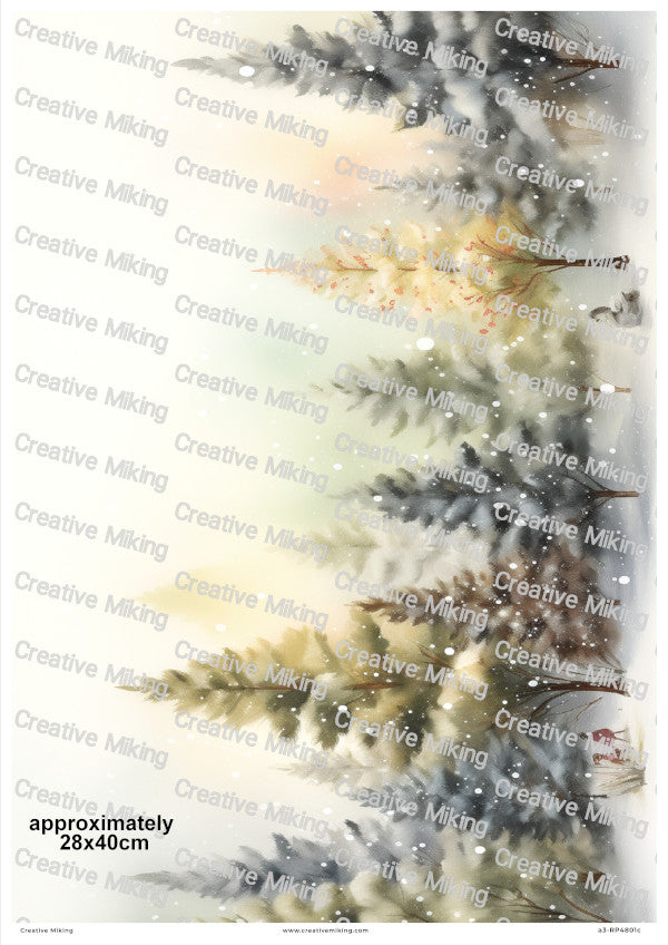 Winter Pine Trees Christmas Decoupage Rice Paper | RP4801c