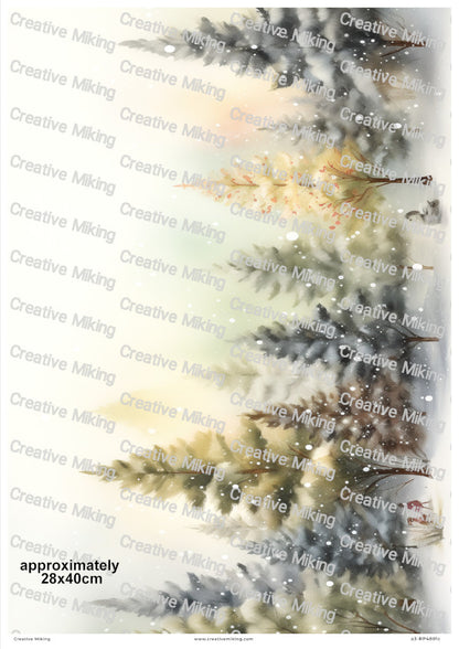 Winter Pine Trees Christmas Decoupage Rice Paper | RP4801c