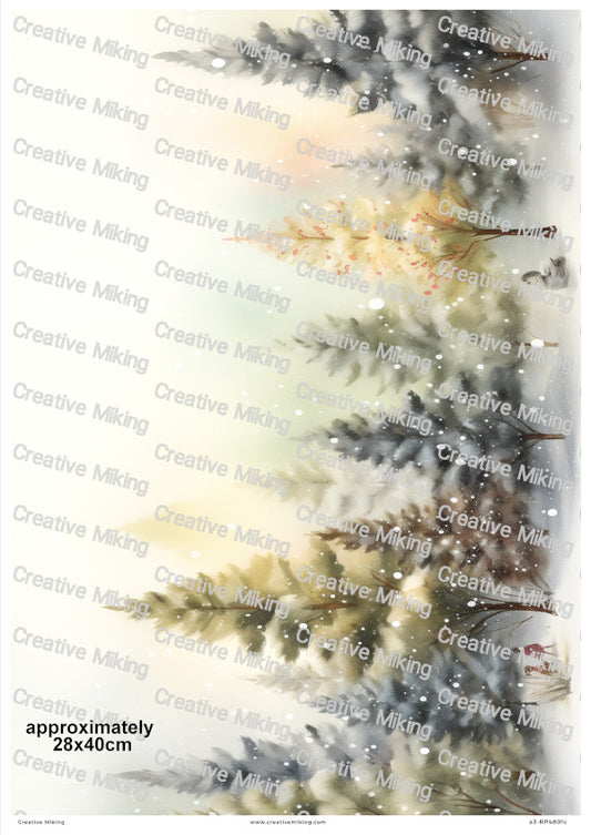 Winter Pine Trees Christmas Decoupage Rice Paper | RP4801c