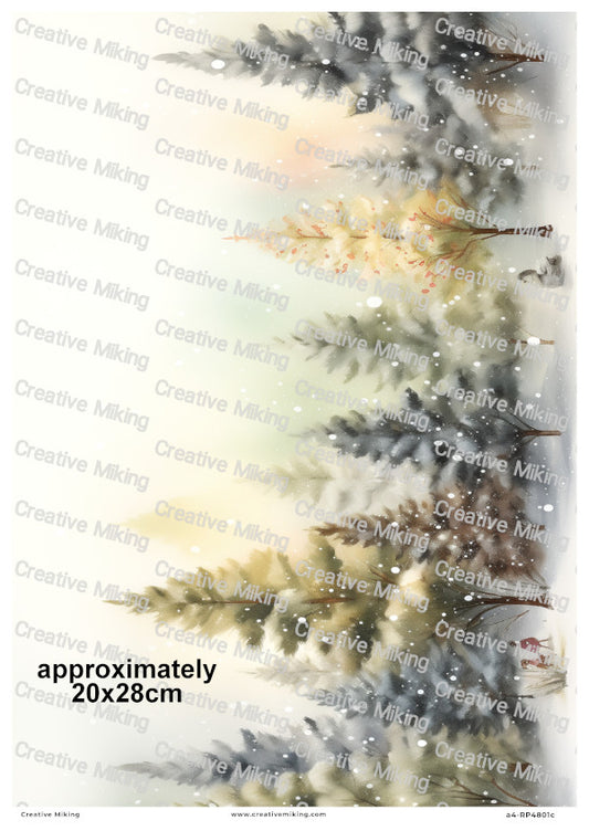 Winter Pine Trees Christmas Decoupage Rice Paper | RP4801c