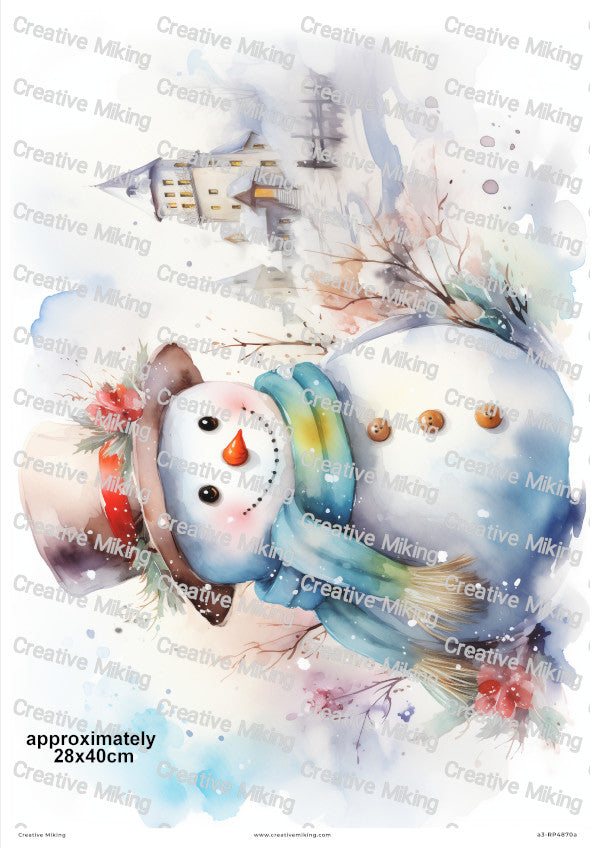 Snowman Christmas Decoupage Rice Paper | RP4870a