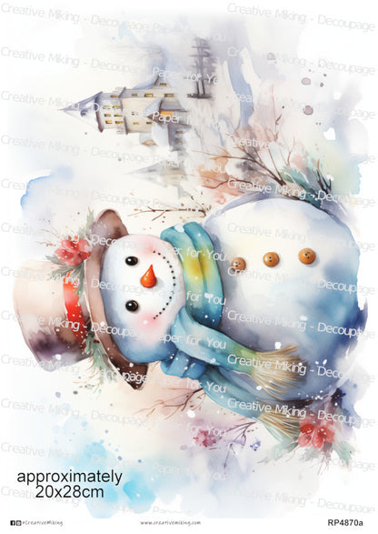 Snowman Christmas Decoupage Rice Paper | RP4870a