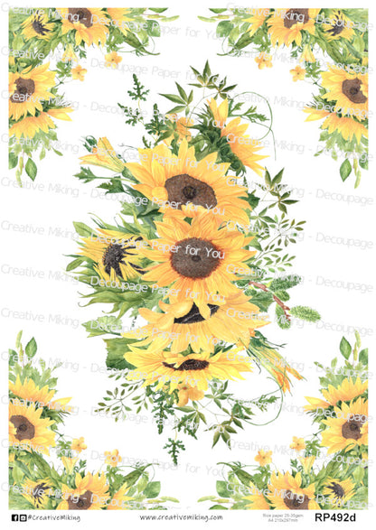 Sunflower Floral Background Decoupage Paper | RP492d
