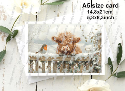 RP4955 - Highland Cow with Robin