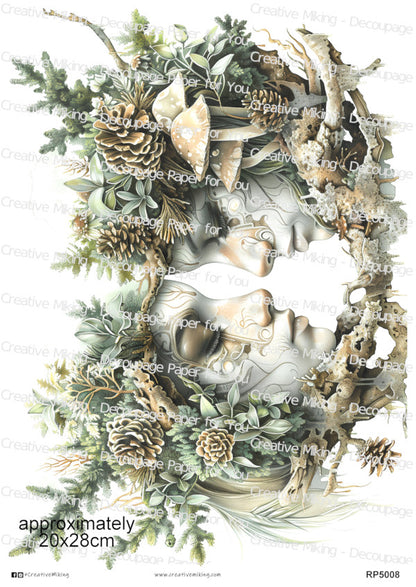 Souls Of The Forest – Abstract Woodland Faces Decoupage Paper | RP5008
