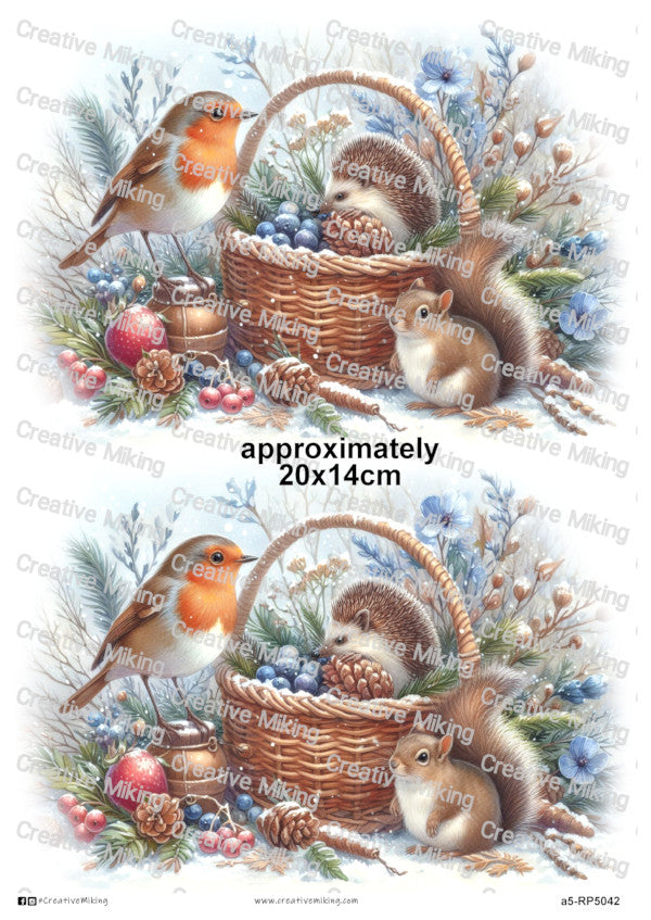 RP5042 - Robin with Hedgehog and Squirrel