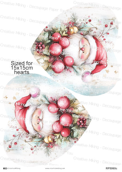 Santa With Christmas Ornaments Decoupage Paper | RP5060c