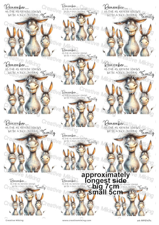 Donkey Family Decoupage Paper | RP5147c