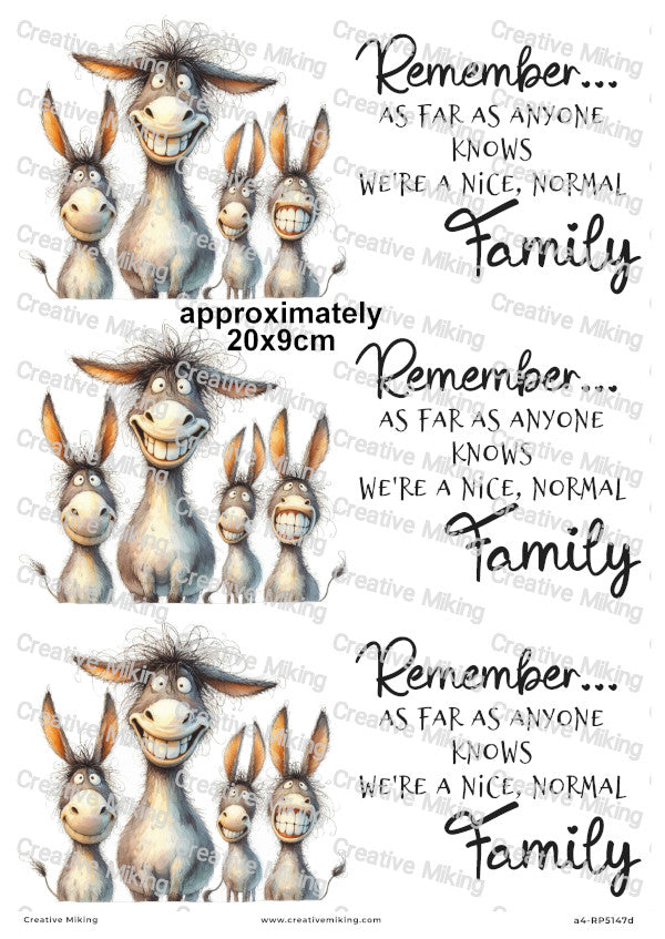 Donkey Family Decoupage Paper | RP5147d