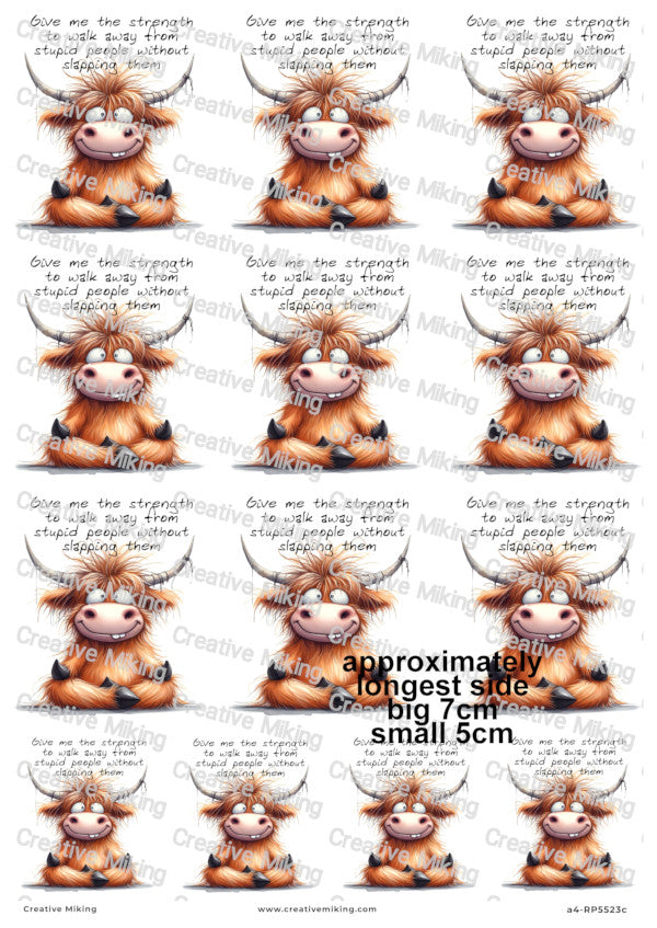 Highland Cow Funny Decoupage Paper | RP5523c