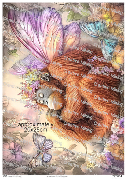 Orangutan With Fairy Wings In Enchanted Woodland Scene Decoupage Paper | RP5604