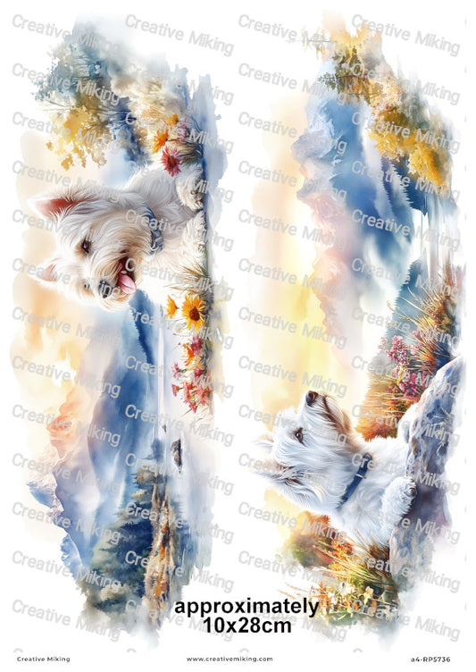 West Highland White Terrier Dog Decoupage Rice Paper | RP5736