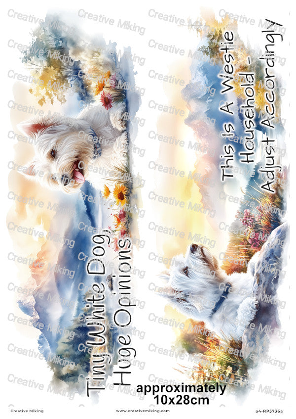 West Highland White Terrier Dog Funny Decoupage Rice Paper | RP5736a