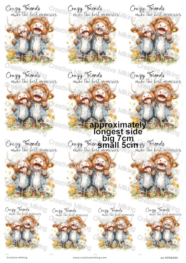 Highland Cows Funny Decoupage Paper | RP5833h