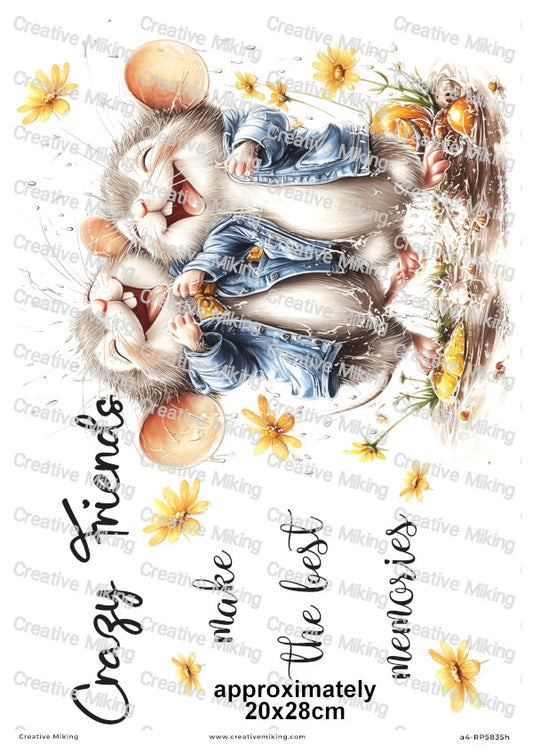Mice Friendship Decoupage Rice Paper | RP5835h