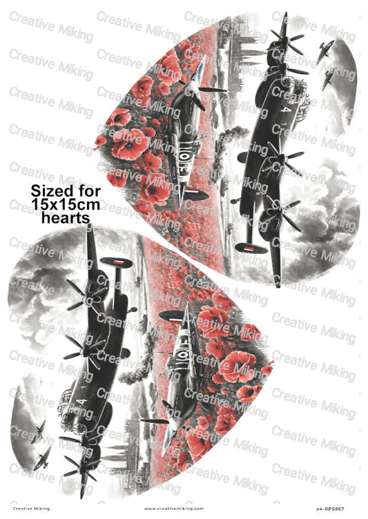 Lancaster Bomber With Poppies Remembrance Decoupage Rice Paper | RP5867