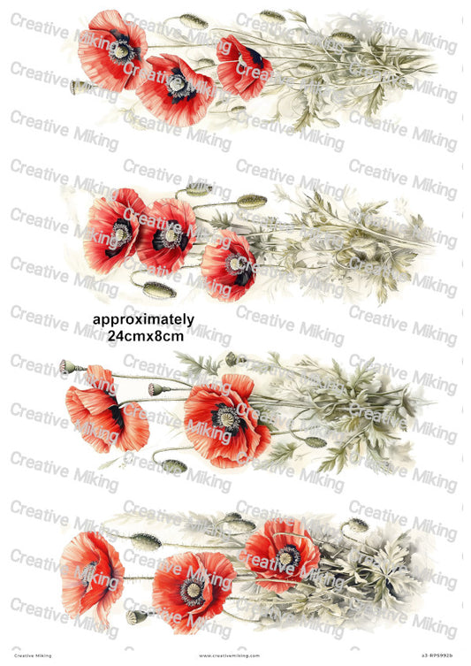 Poppy Flower Decoupage Rice Paper | RP5992b