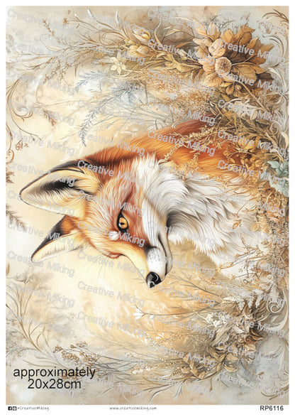 Fox in Autumn Meadow Decoupage Rice Paper | RP6116
