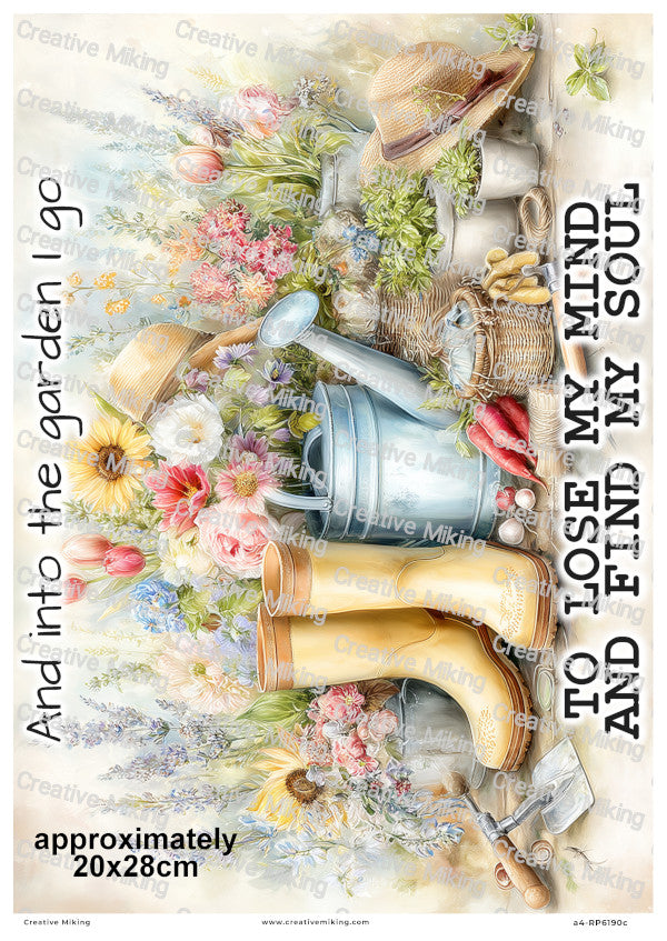 Cottage Garden Wellies With Flowers Decoupage Rice Paper | RP6190c