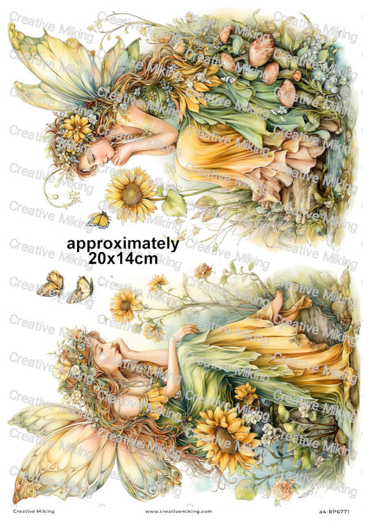 Flower Fairy Among Sunflowers Decoupage Paper | RP6771