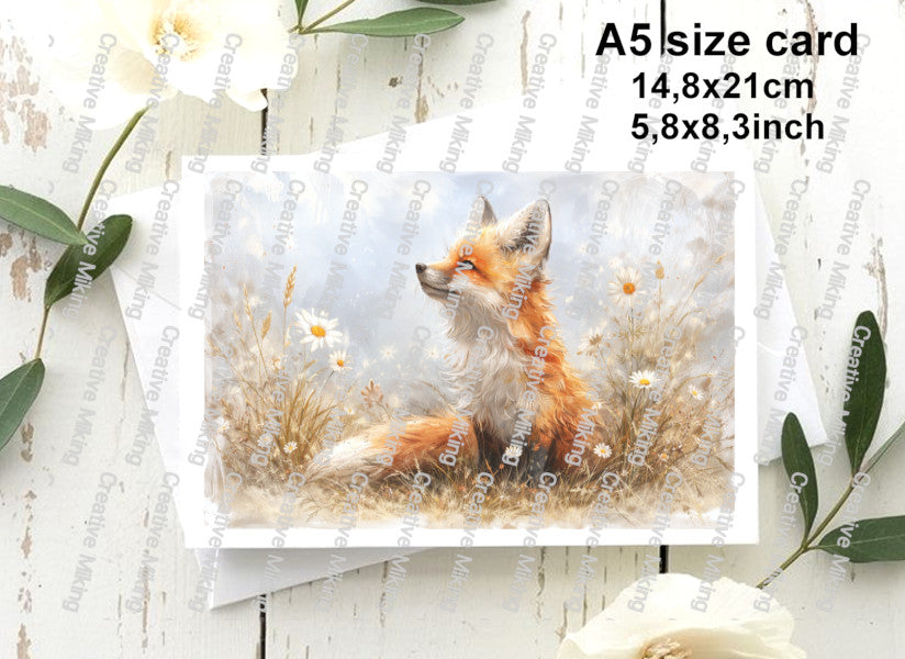 Fox in Meadow Among Wildflowers Decoupage Paper | RP7001