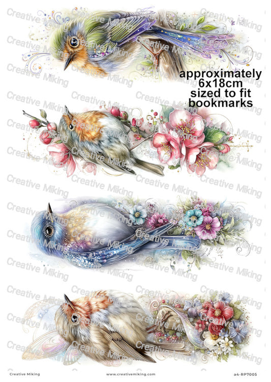 Robin Birds Among Flowers Decoupage Paper | RP7005