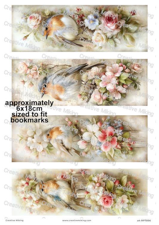 Robin Birds Among Flowers Decoupage Paper | RP7006