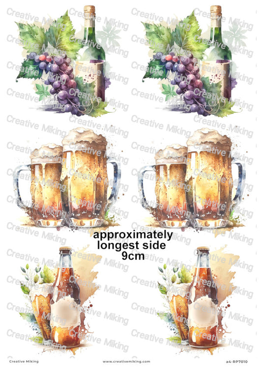 Alcohol Drinks Decoupage Paper | RP7010