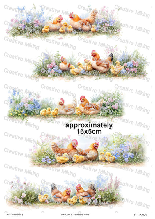 Spring Hens And Chicks Decoupage Paper | RP7026