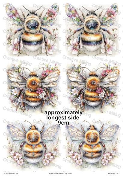 Bumblebee With Flowers Decoupage Paper | RP7028
