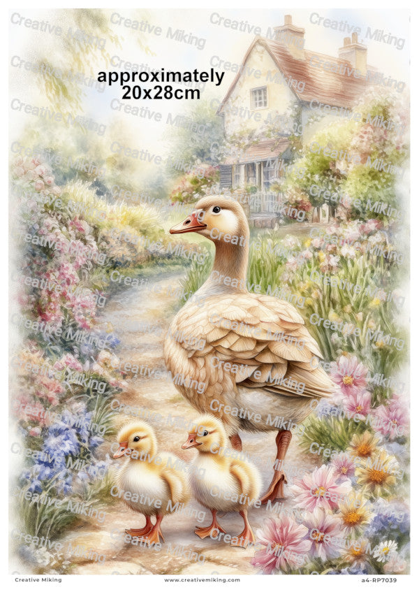 Goose With Goslings Decoupage Paper | RP7039