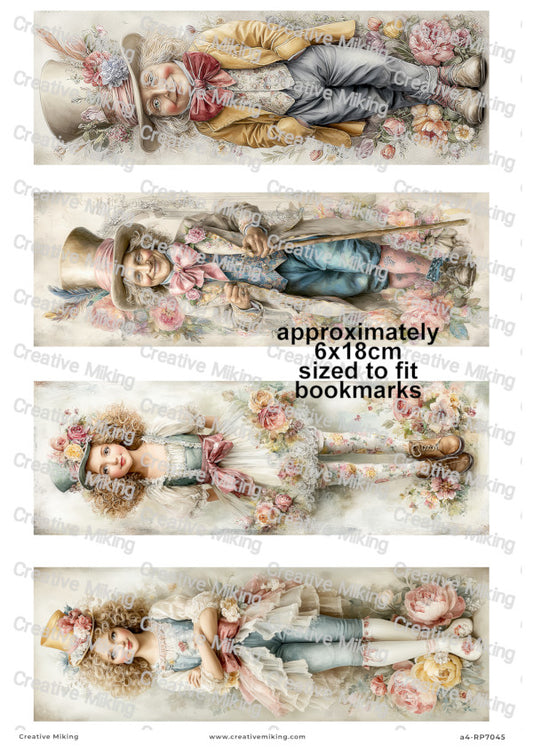 Wonderland Inspired Vintage Girl & Gentleman Decoupage Paper | RP7045