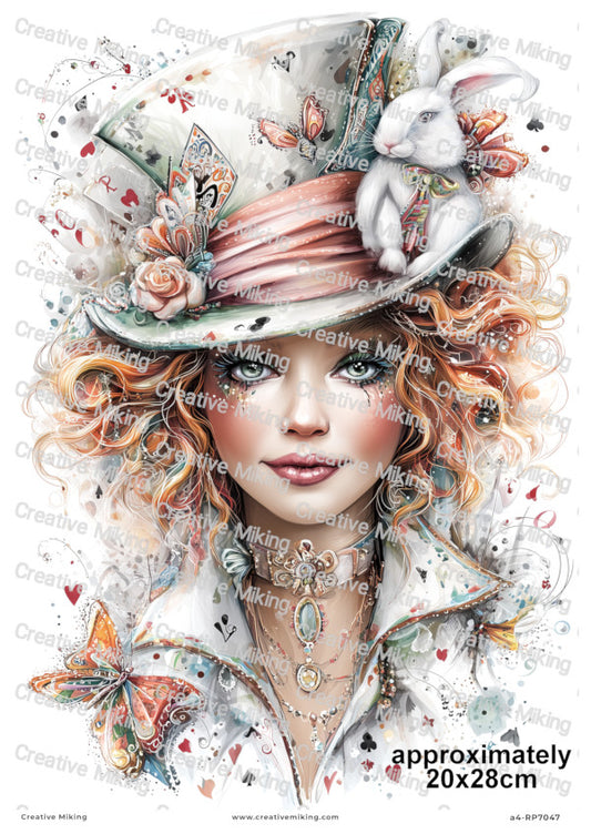 Wonderland Inspired Vintage Girl Decoupage Paper | RP7047