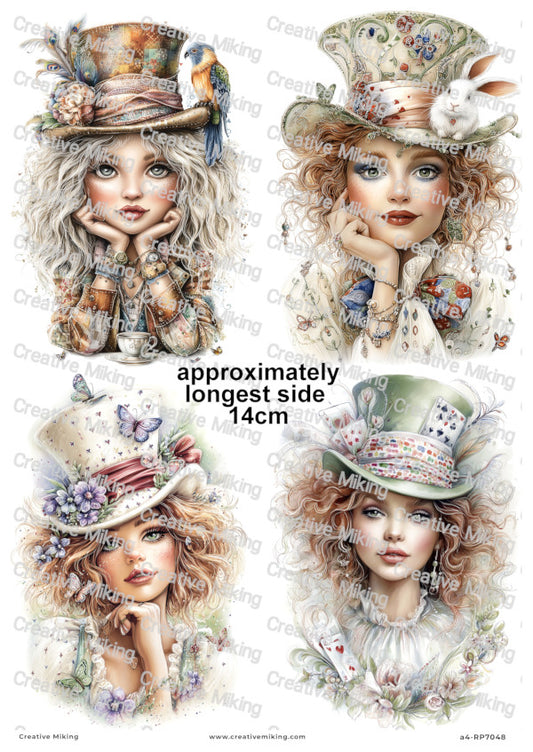 Wonderland Inspired Vintage Girl Decoupage Paper | RP7048