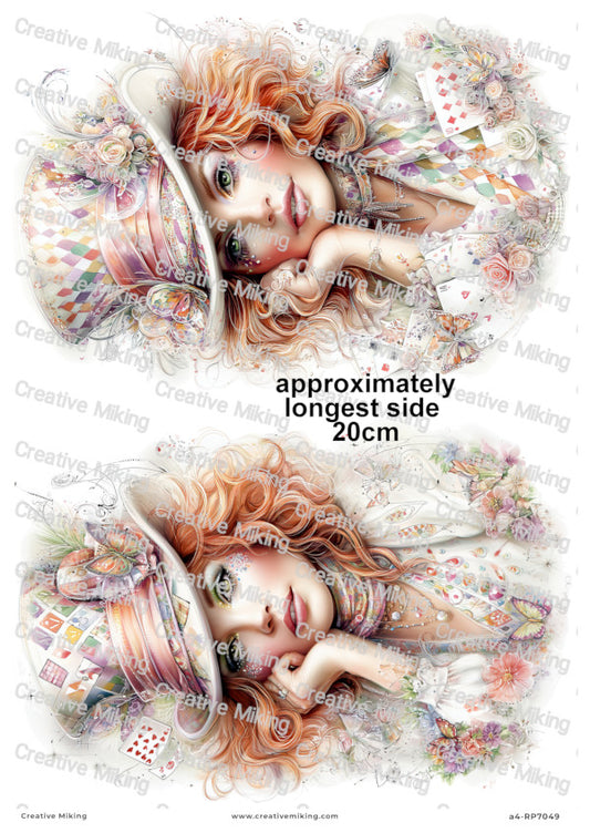 Wonderland Inspired Vintage Girl Decoupage Paper | RP7049
