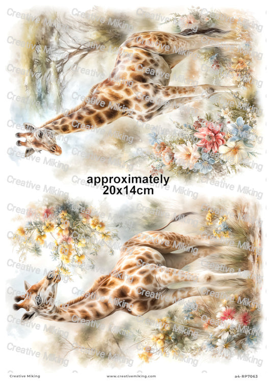 Floral Giraffe Decoupage Paper | RP7063
