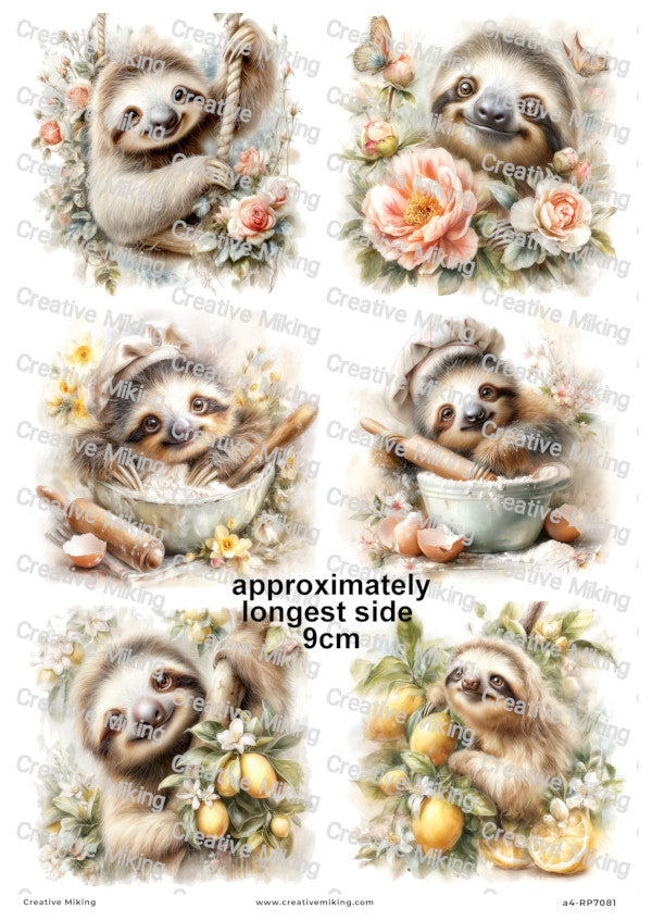 Sloth Decoupage Paper | RP7081