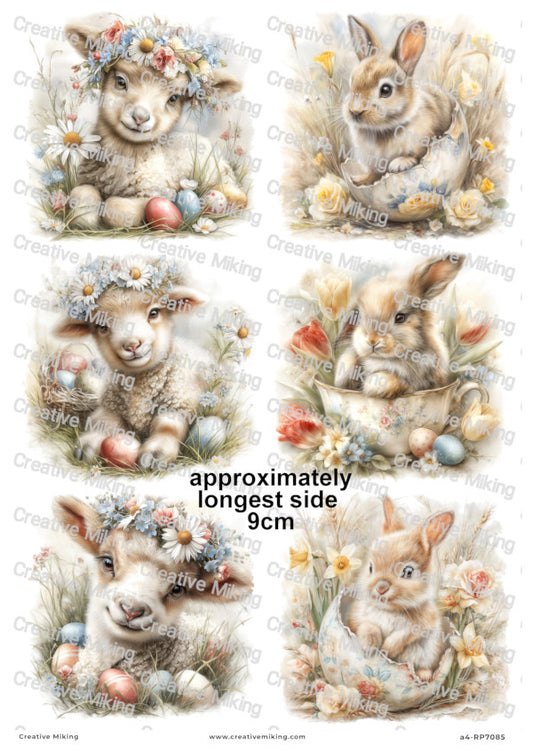 Easter Lamb And Bunny Decoupage Paper | RP7085