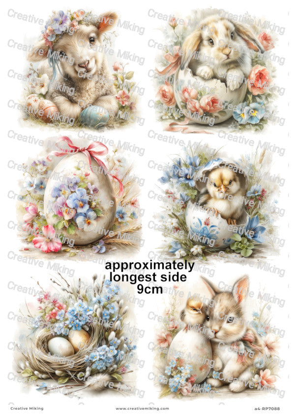 Easter Animals And Eggs Decoupage Paper | RP7088