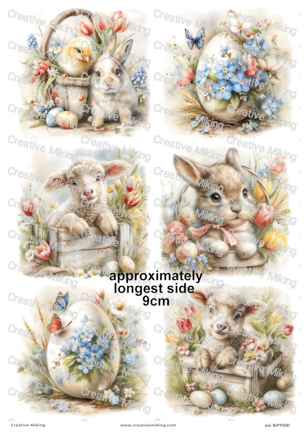 Easter Animals And Eggs Decoupage Paper | RP7091