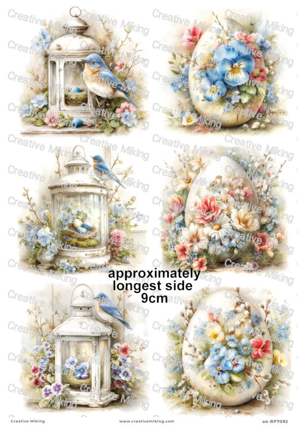 Spring Lanterns And Floral Eggs Decoupage Paper | RP7092