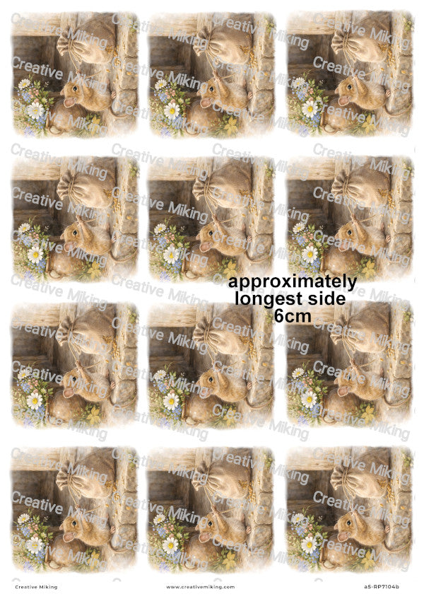 Little Mouse Rustic Countryside Decoupage Rice Paper | RP7104b