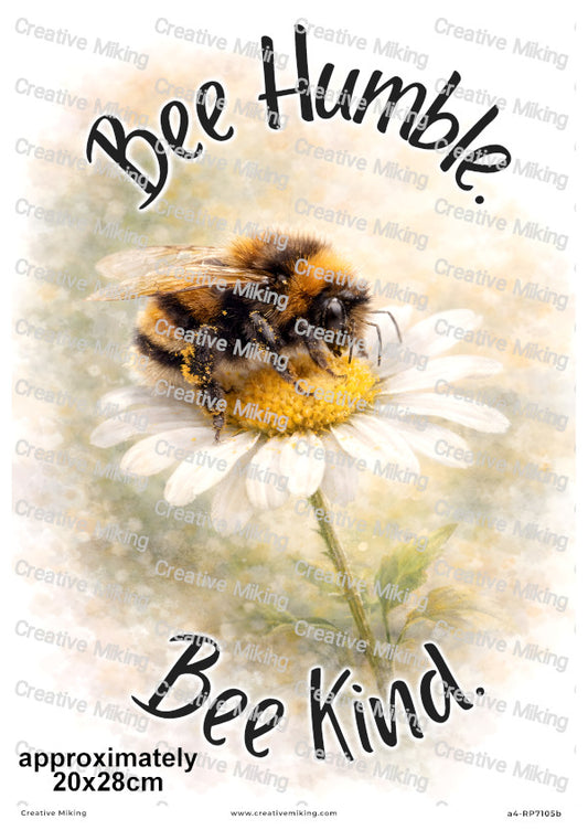 Bumblebee On Daisy Watercolor Decoupage Rice Paper | RP7105b