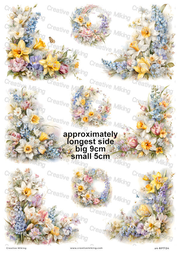 Spring Flowers Decoupage Rice Paper | RP7134